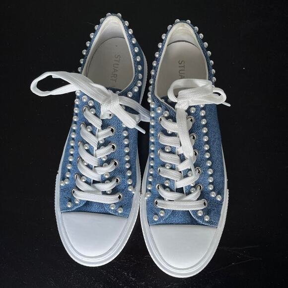 stuart weitzman pearl denim sneakers - Picture 3 of 4